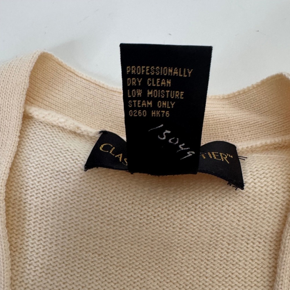 Classiques Entier Cream Sweater Merino‎ Wool V-Neck Long Cardigan XS - Picture 7 of 11